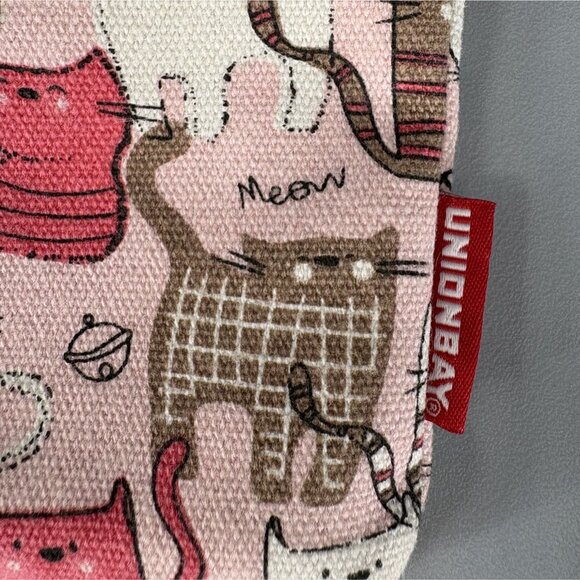 Unionbay Crossbody Cat Print Purse Multiple Zipper Pockets Pink Cat Bag Meow - Picture 4 of 9